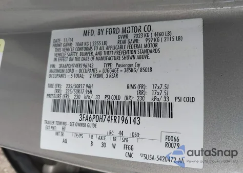 2015 Ford Fusion Se from USA, damaged, VIN 3FA6P0H74FR196143